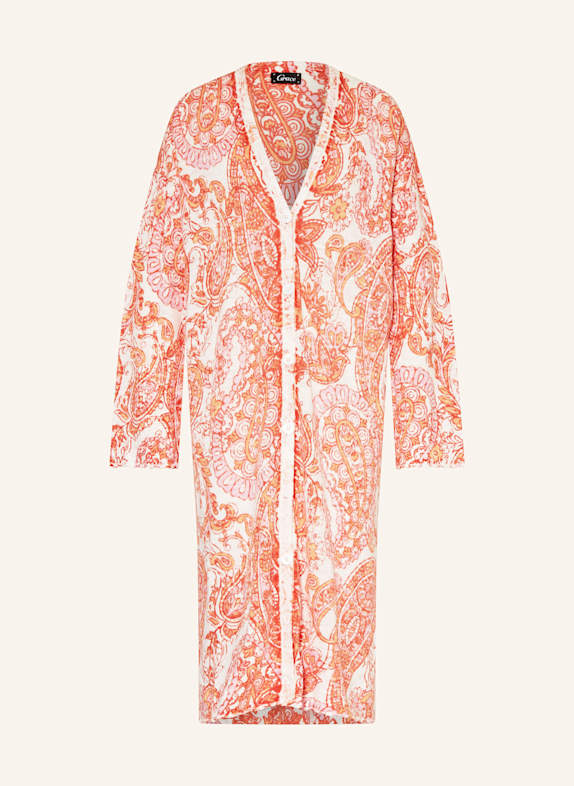 Grace Strickjacke mit Leinen ORANGE/ ROSA/ WEISS