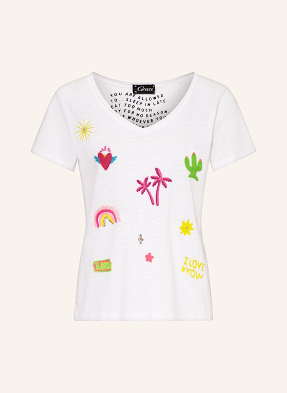Grace T-Shirt mit Schmucksteinen WEISS