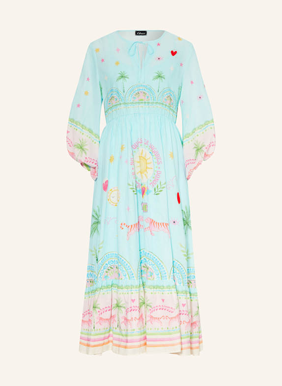 Grace Kleid mit Leinen HELLBLAU/ ROSA/ HELLGRÜN