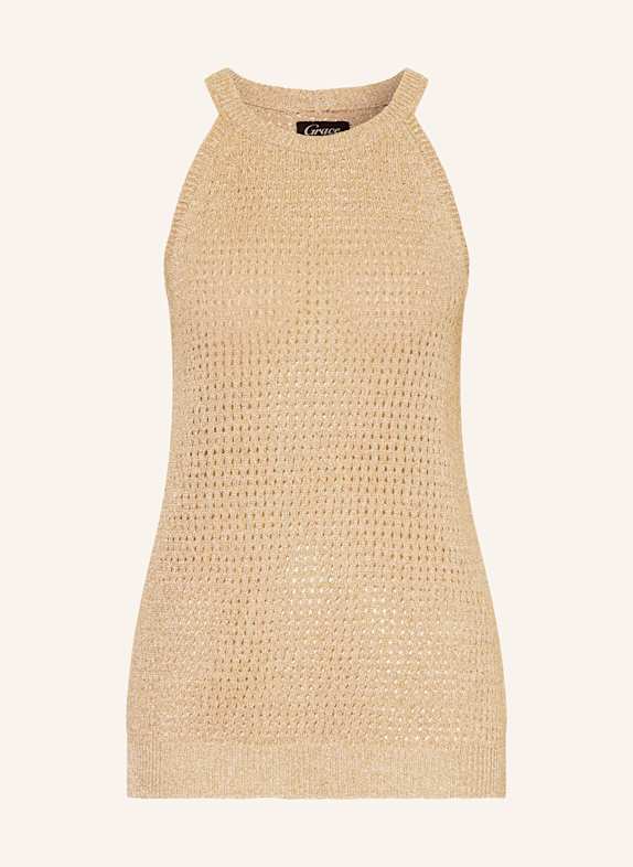 Grace Stricktop mit Glitzergarn BEIGE