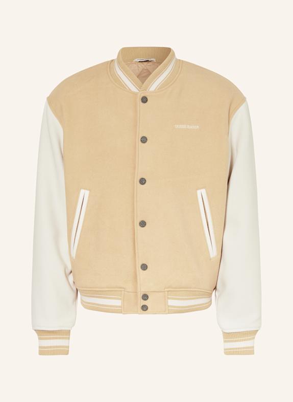 GUESS JEANS College-Jacke HELLBRAUN/ ECRU