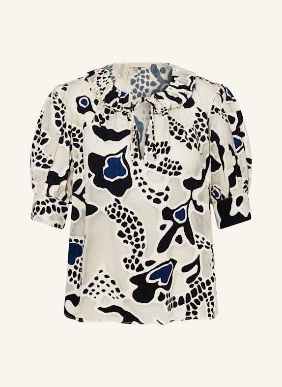 ULLA JOHNSON Blusenshirt MARCELLA mit Rüschen CREME/ SCHWARZ/ BLAU