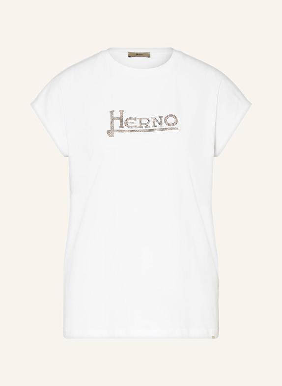 HERNO T-shirt with decorative gems WHITE