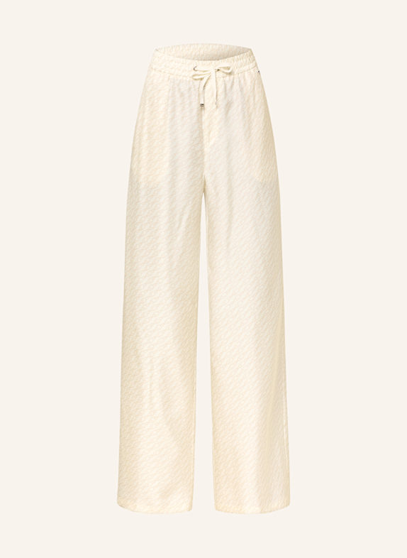 HERNO Wide leg trousers made of silk ECRU/ BROWN