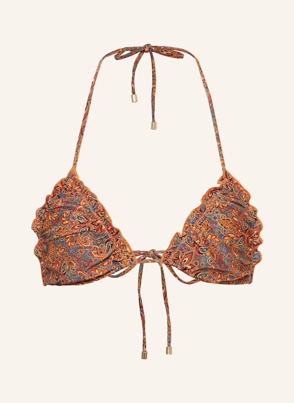 JANTHEE Triangel-Bikini-Top CHRISTY DUNKELORANGE/ BLAU/ GOLD