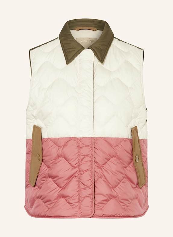 WOOLRICH Daunenweste HERITAGE OLIV/ ECRU/ ALTROSA