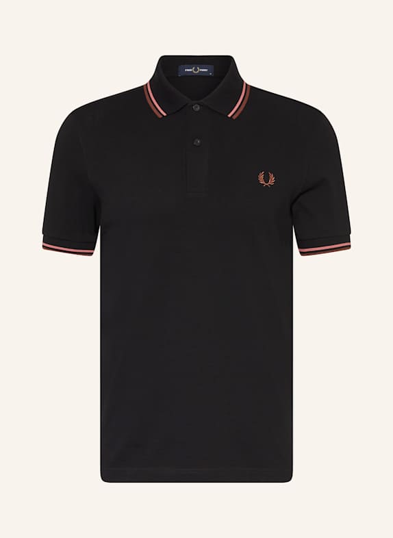 FRED PERRY Piqué-Poloshirt SCHWARZ/ ROSA/ BRAUN