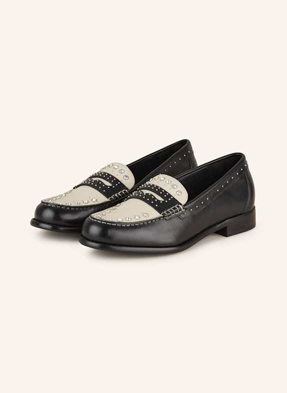 BRONX Penny-Loafer FRIZ-O mit Schmucksteinen HELLGRAU/ SCHWARZ