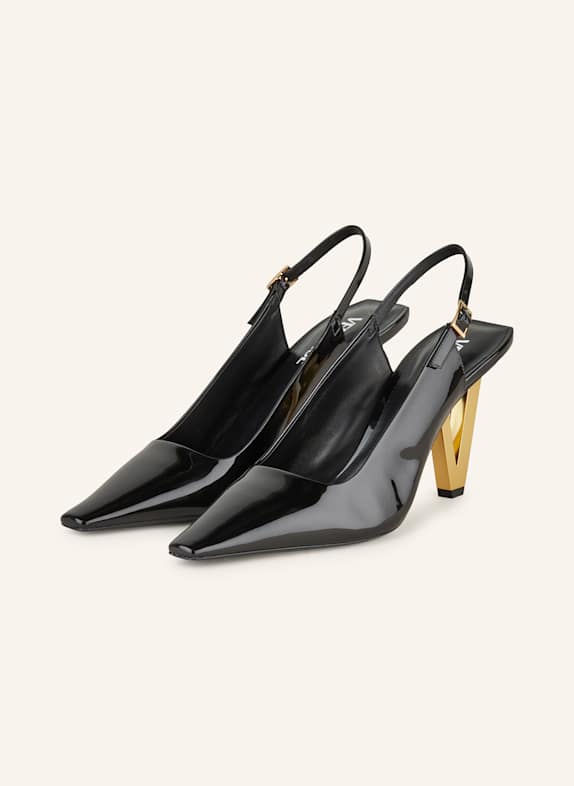 VERSACE Slingback pumps BLACK/ GOLD