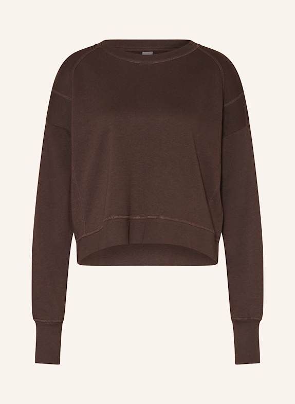 Sweaty Betty Bluza nierozpinana AFTER CLASS CROP CIEMNOBRĄZOWY