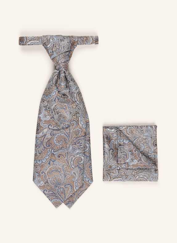 WILVORST Set: Tie and pocket square BROWN/ BLUE