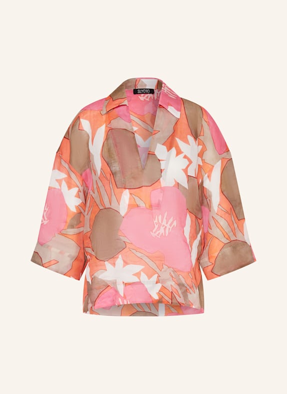 SLY 010 Blusenshirt ATLANTA mit 3/4-Arm ROT/ BRAUN/ PINK