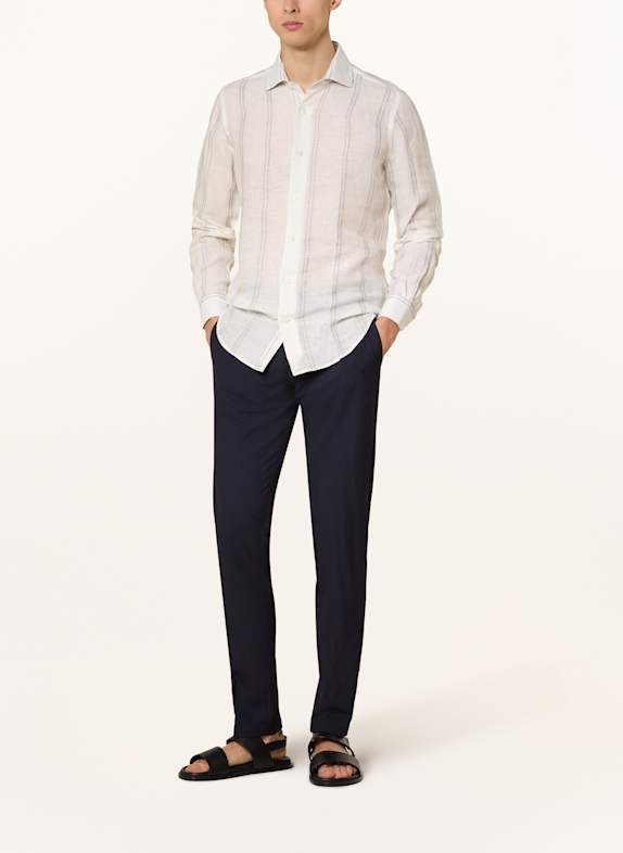 eleventy Linnen hemd Slim Fit WIT / LICHTGRIJS