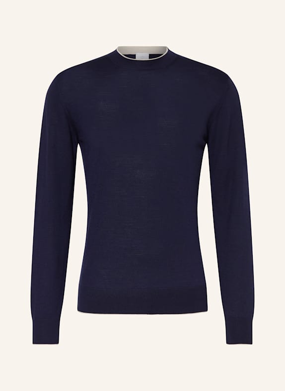 eleventy Pullover mit Seide DUNKELBLAU/ ECRU