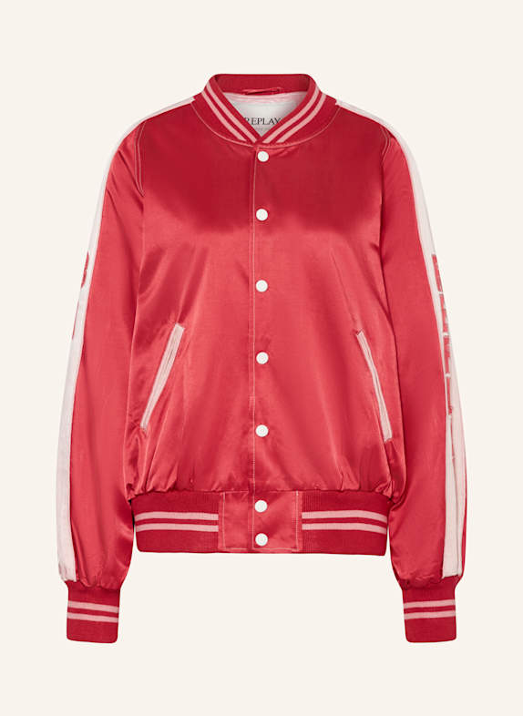 REPLAY Satinblouson mit Galonstreifen ROT/ ROSA