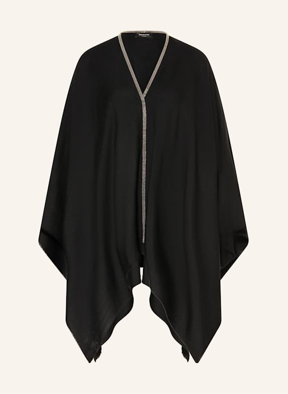 FABIANA FILIPPI Poncho mit Schmuckperlen SCHWARZ