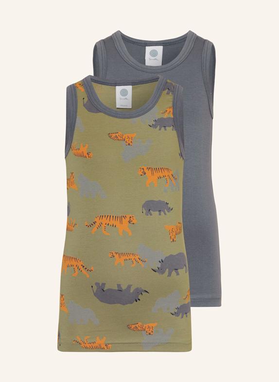Sanetta 2er-Pack Unterhemden GRAU / KHAKI / ORANGE