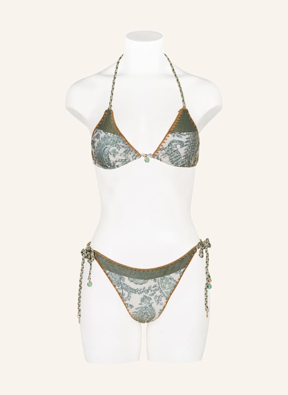 BANANA MOON COUTURE Triangel-bikinibroekje BLIKA NASSIMIA met glittergaren ECRU / GROEN / BEIGE