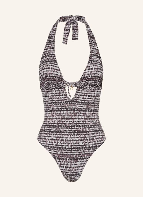 BANANA MOON COUTURE Neckholder-Badeanzug MIRAGE KLOKOA mit Glitzergarn SCHWARZ/ TAUPE/ HELLGRAU