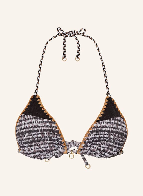 BANANA MOON COUTURE Triangel-Bikini-Top BOSCO KLOKOA mit Glitzergarn SCHWARZ/ TAUPE/ HELLGRAU