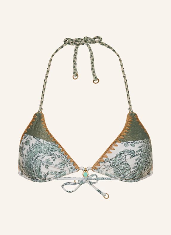 BANANA MOON COUTURE Triangel-Bikini-Top BOSCO NASSIMIA mit Glitzergarn ECRU/ GRÜN/ BEIGE