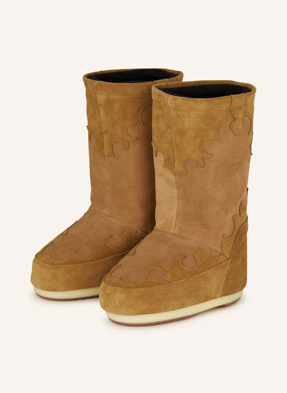 MOON BOOT Moon Boots ICON SUEDE EMBROIDERY COGNAC