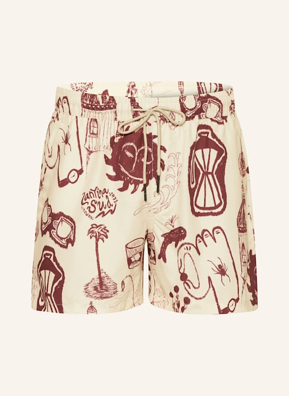 OAS Badeshorts CANTINA ECRU/ DUNKELROT