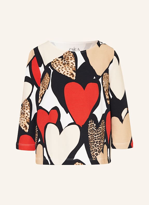 ZAÍDA Shirt mit 3/4-Arm SCHWARZ/ ROT/ BEIGE