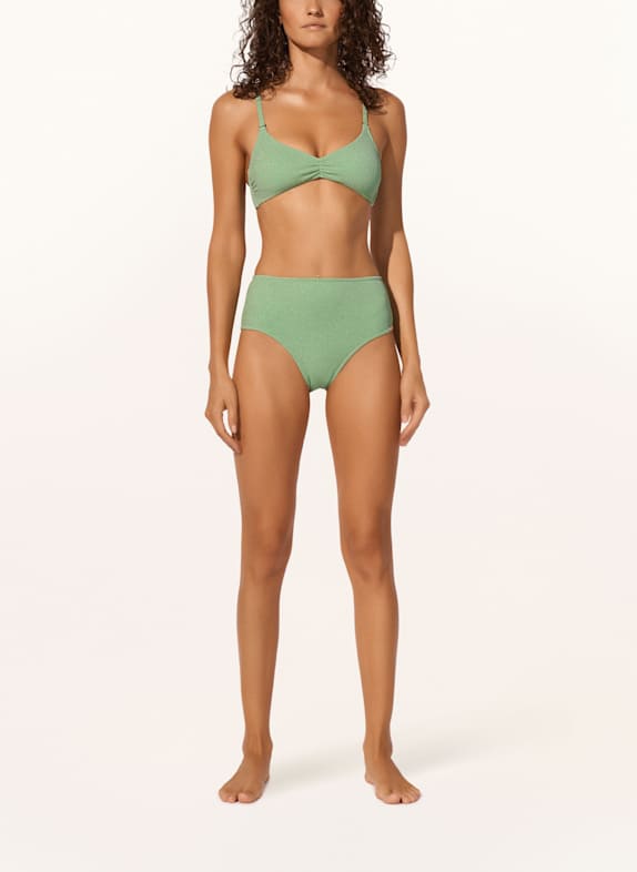 watercult Bikinibroekje met hoge taille SWIM SPARKLE met glittergaren LICHTGROEN
