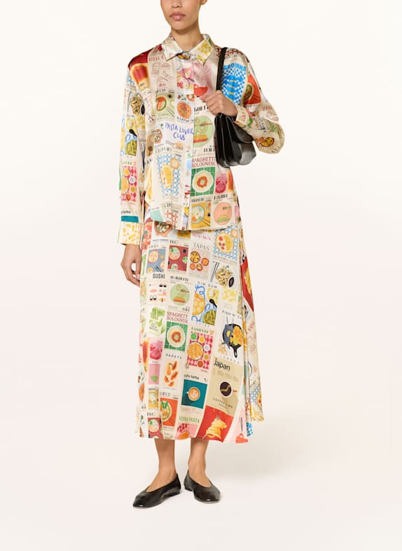 UNBREAK.IT Seidenkleid mit 3/4-Arm ECRU/ HELLORANGE/ DUNKELGELB