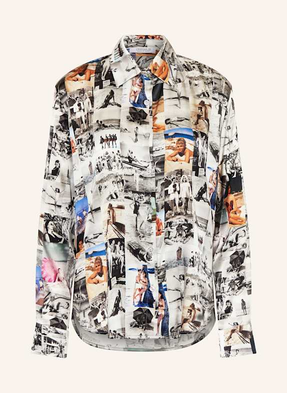 UNBREAK.IT Shirt blouse in silk LIGHT GRAY/ MINT