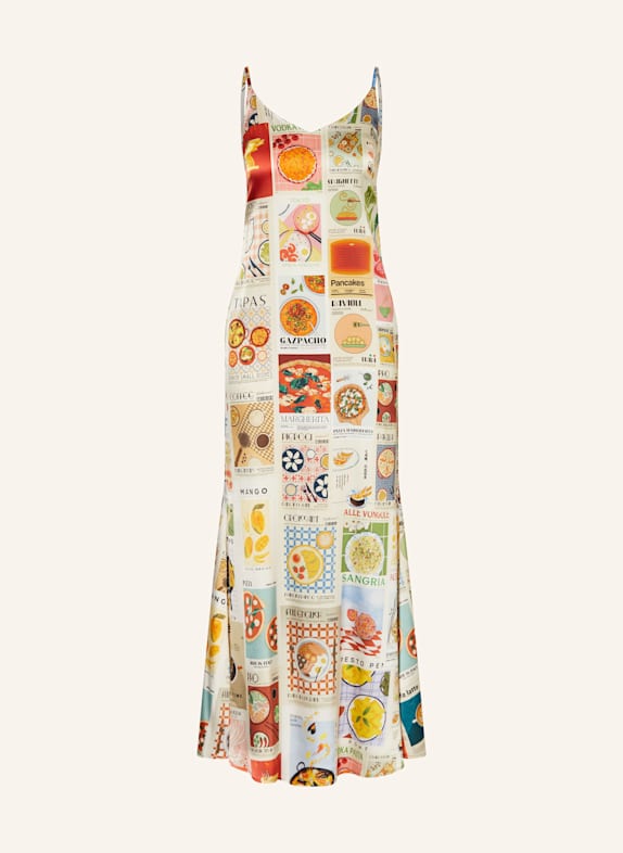UNBREAK.IT Silk dress CREAM/ LIGHT GREEN/ RED