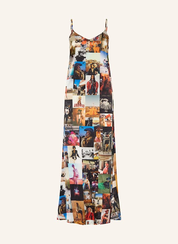 UNBREAK.IT Silk dress BROWN/ MINT/ ORANGE