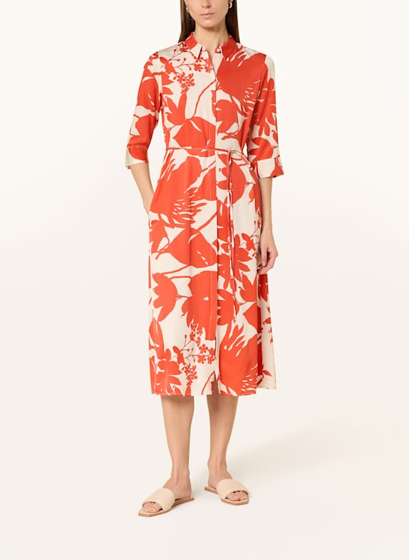 Marc O'Polo Hemdblusenkleid aus Satin mit 3/4-Arm ORANGE/ CREME