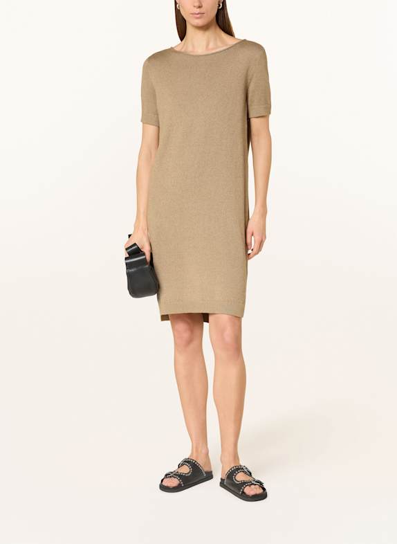 Marc O'Polo Strickkleid mit Leinen HELLBRAUN