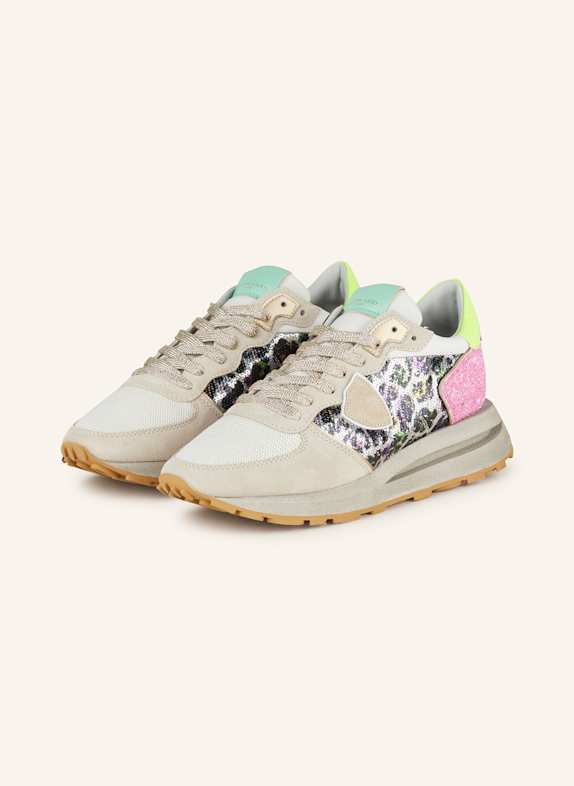 PHILIPPE MODEL Sneakersy TROPEZ z cekinami BIAŁY/ MOCNORÓŻOWY