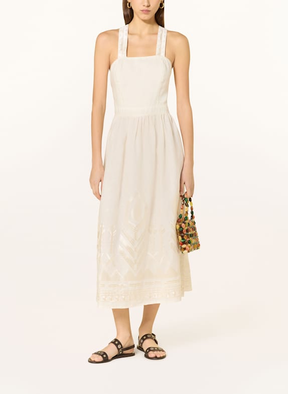 Greek Archaic Kori Kleid FEATHER aus Leinen WEISS/ ECRU