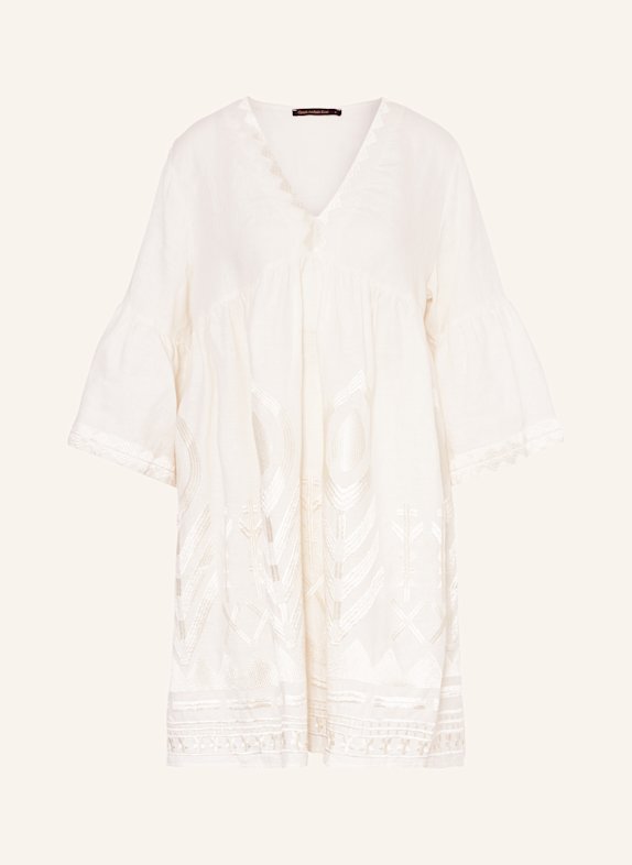 Greek Archaic Kori Strandkleid FEATHER aus Leinen mit 3/4-Arm HELLGELB