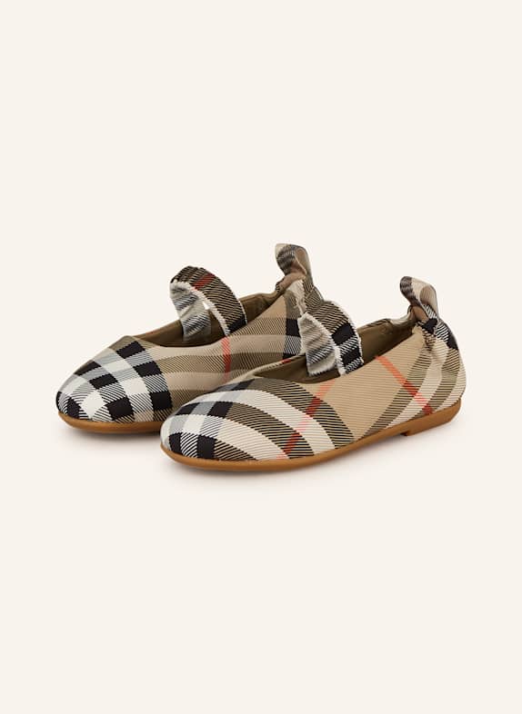 BURBERRY Mary-Jane-Ballerinas BEIGE/ SCHWARZ/ ROT