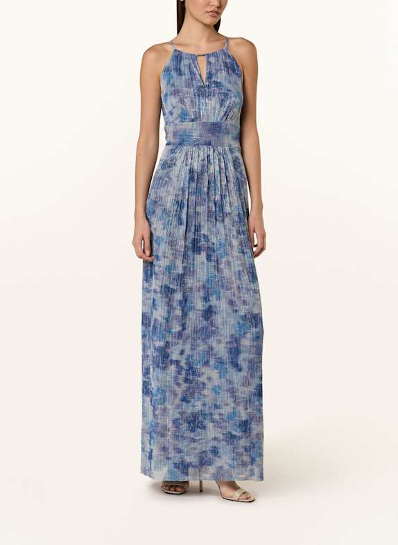 SWING Abendkleid mit Glitzergarn und Plissees BLAU/ HELLBLAU/ HELLLILA