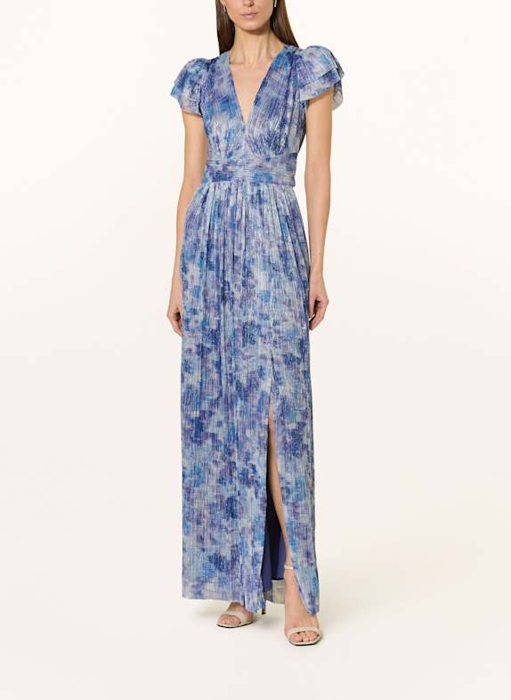 SWING Abendkleid mit Plissees und Glitzergarn DUNKELBLAU/ LILA/ HELLBLAU