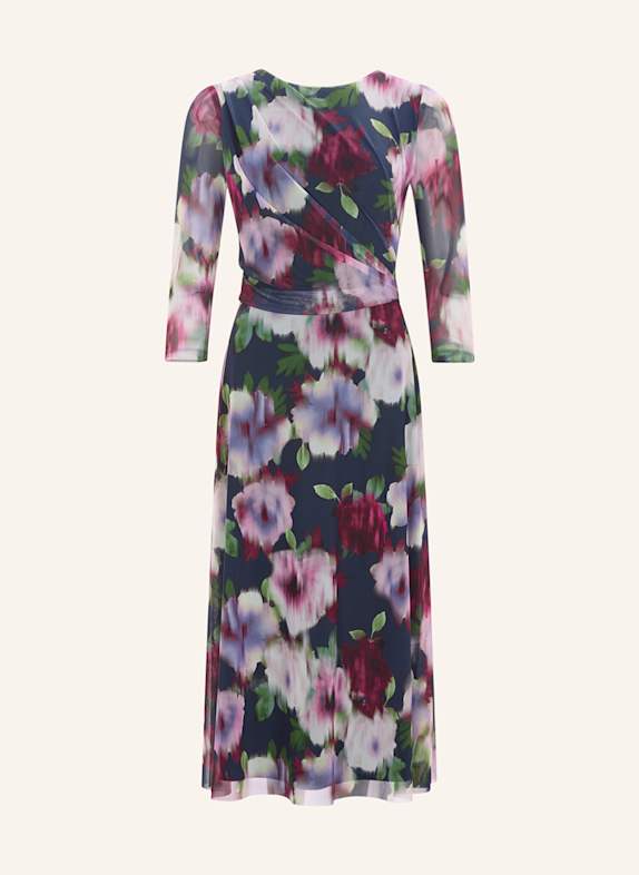 SWING Mesh-Kleid mit 3/4-Arm DUNKELROT/ GRÜN/ DUNKELGRAU