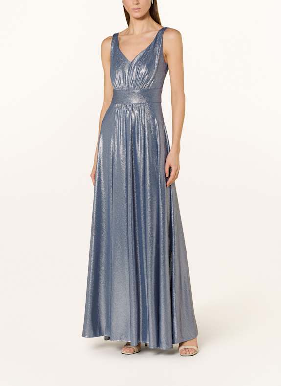 SWING Abendkleid mit Glitzergarn BLAU/ SILBER