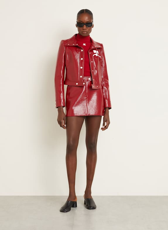 Courrèges Jacke in Lederoptik DUNKELROT