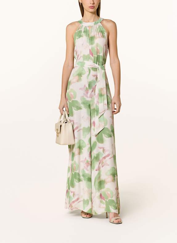 MORE 
MORE Satin jumpsuit with cut-out CREAM/ LIGHT GREEN/ ROSE