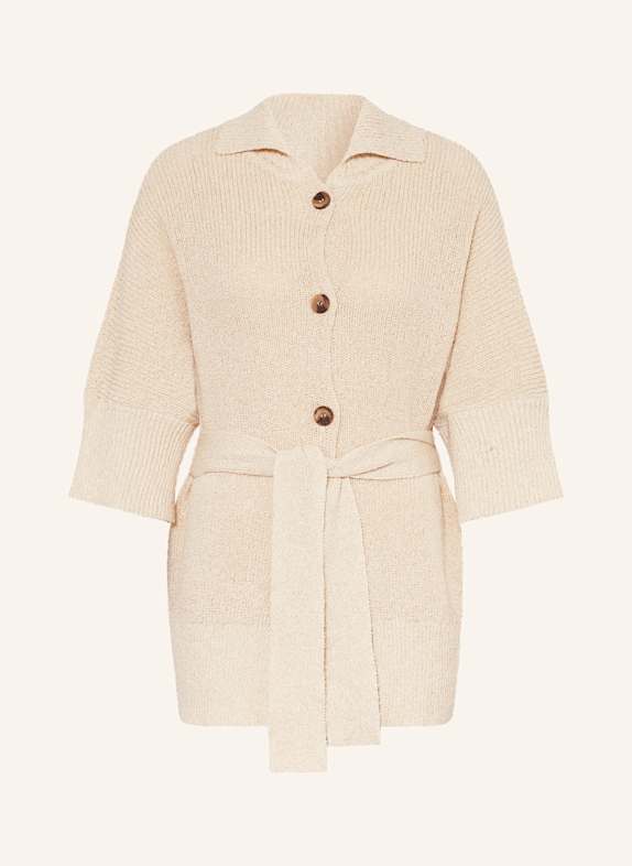 MORE Cardigan with glitter thread and 3/4 sleeves BEIGE