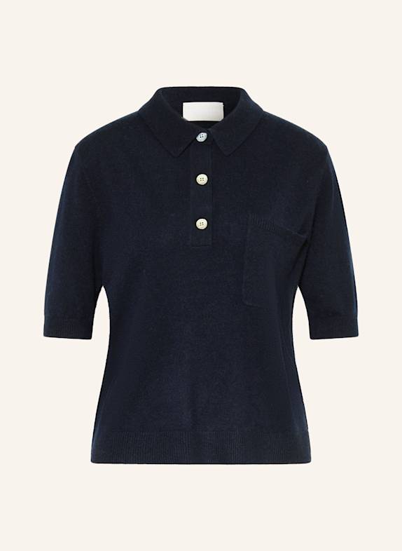 HEMISPHERE Strick-Poloshirt aus Cashmere DUNKELBLAU