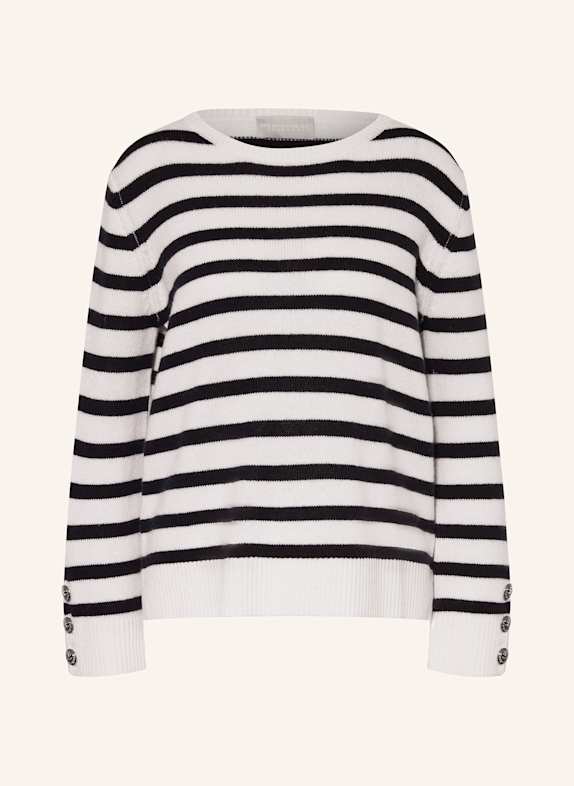 HEMISPHERE Cashmere sweater WHITE/ DARK BLUE