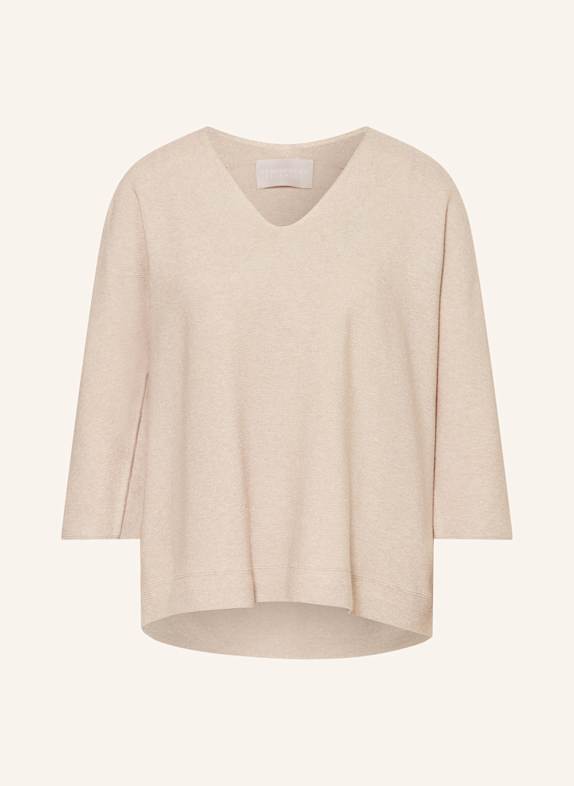 HEMISPHERE Sweater with glitter thread and 3/4 sleeves BEIGE