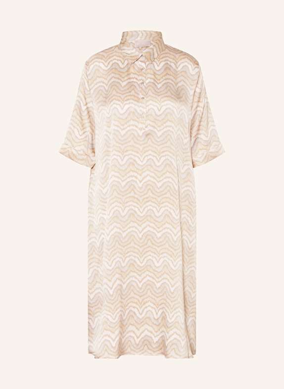 HEMISPHERE Hemdblusenkleid aus Seide BEIGE/ CREME/ BLAUGRAU